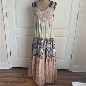 FREE PEOPLE Floral Patchwork Bohemian Maxi Dress, like new , size SP